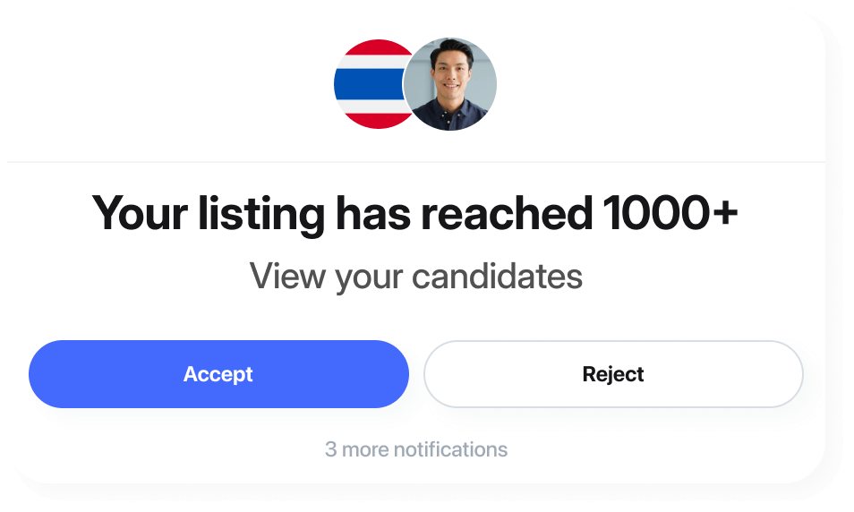 Image with a message showing job listing reached 1000+ views